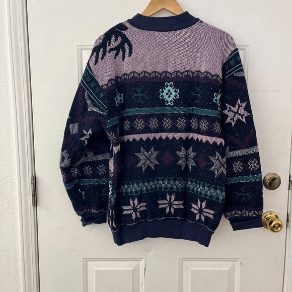 2 Vintage 90s Sugar Street Weavers Nordic Grandpa Grandma Sweaters - Picture 3 of 8
